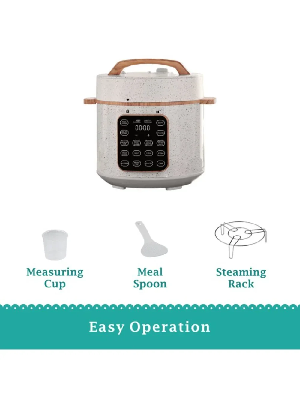 The Pioneer Woman White Touch Display Linen Speckle Electric Pressure Cooker